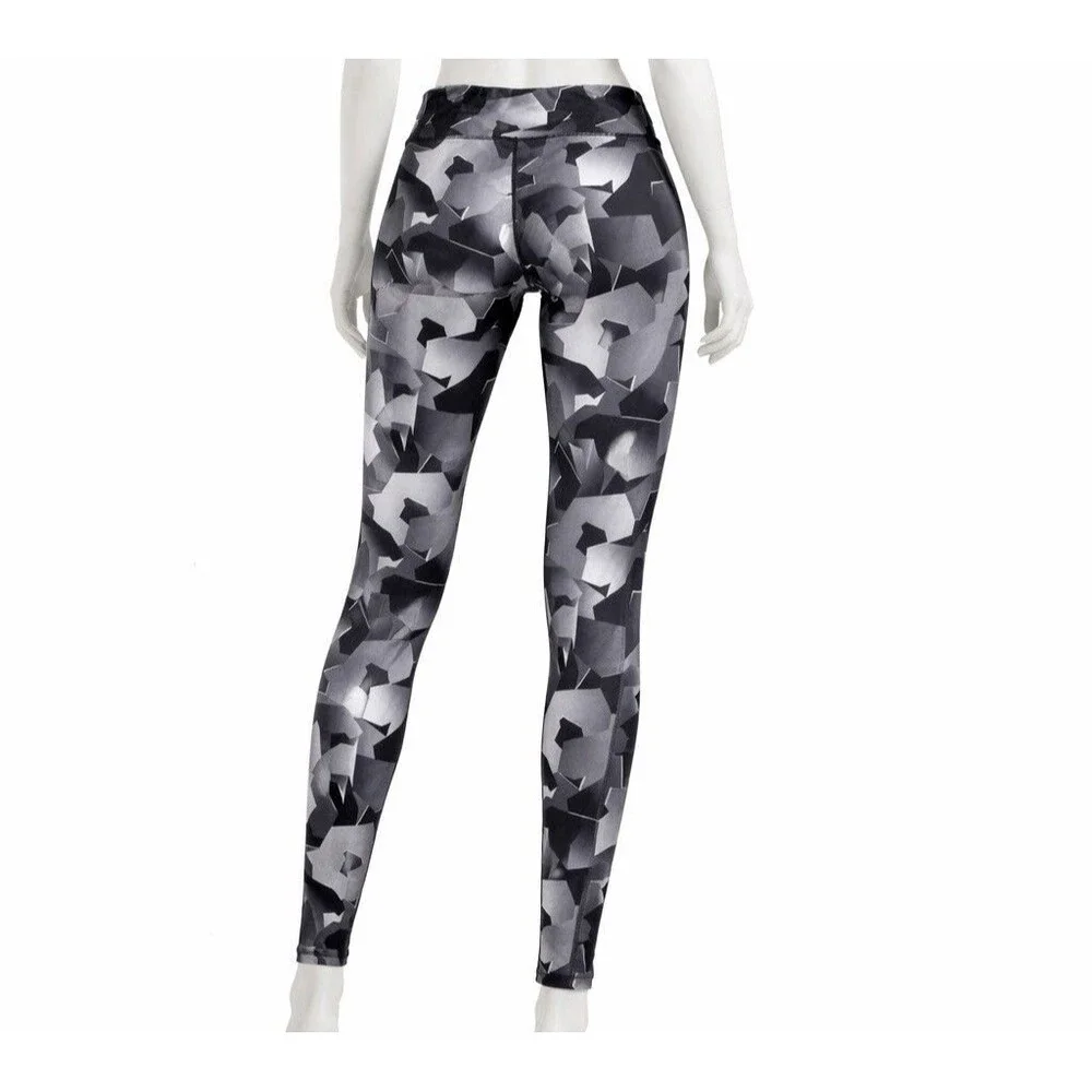 Reebok Geo Camo Leggings M Black Gray Techwear Athleisure Street Style Workout